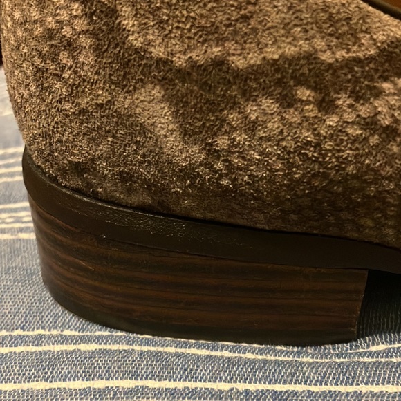 NWOT suede leather snake stacked heel comfort cushion sole slip on loafer - Picture 5 of 12